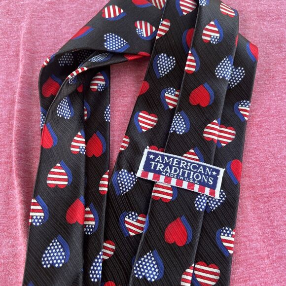 American Flag Men Silk Tie Classic American Traditions 57” 4th of July Patriotic - Picture 4 of 5